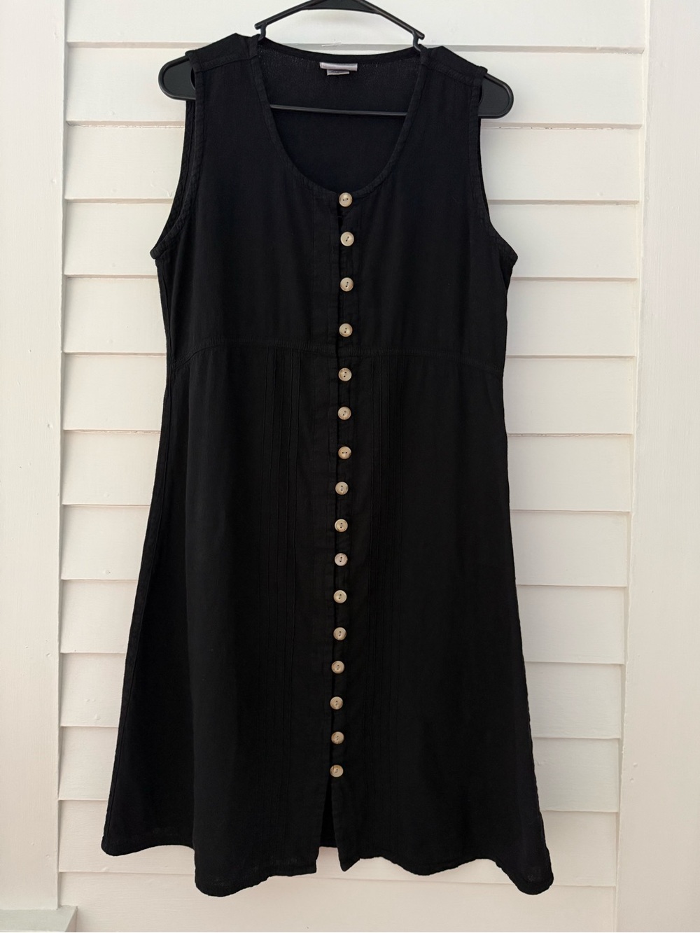 Eucalyptus | Handmade 100% Cotton Black Button-Front Dress Size Medium